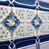 Blue White Gold Swan Mittelalterliche Skulptur Fliese