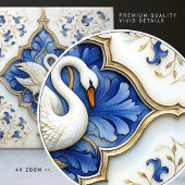 Blue White Gold Swan Mittelalterliche Skulptur Fliese
