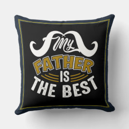 Blue White Gold Typografy Happy Vathers Day Kissen