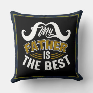 Blue White Gold Typografy Happy Vathers Day Kissen