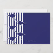 Blue & White Grad Hats Abschluss Einladung (Rückseite)