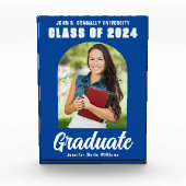 Blue White Graduate Arch Moderner Abschluss Fotoblock (Vorderseite)