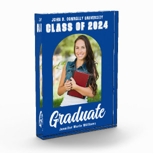 Blue White Graduate Arch Moderner Abschluss Fotoblock