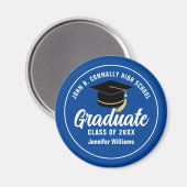 Blue White Graduate Custom 2025 Graduation Party Magnet (Vorderseite/Rückseite)
