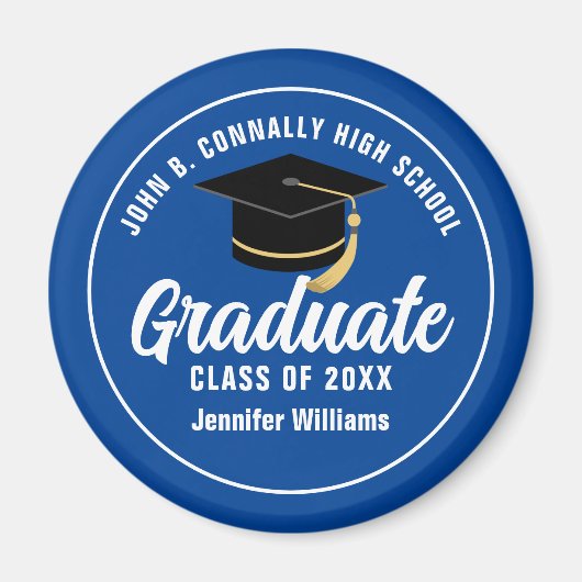 Blue White Graduate Custom 2025 Graduation Party Magnet (Vorne)