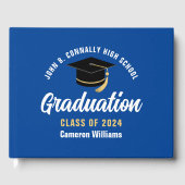 Blue White Graduate Customizable Graduate Party Gästebuch (Vorderseite)