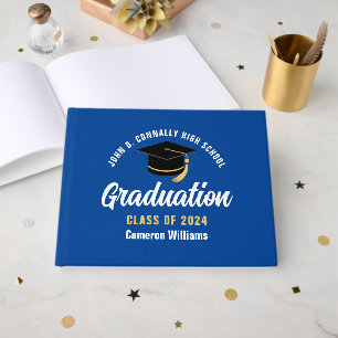 Blue White Graduate Customizable Graduate Party Gästebuch