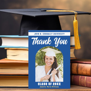Blue White Graduate Foto Arch Abschluss Dankeskarte