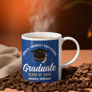 Blue White Graduate Personalisiert 2025 Abschluss Kaffeetasse