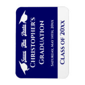 Blue White Graduation Cap Save the Date Magnet (Vertikal)