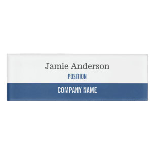 Blue White & Grau Beruflich Name Tag Namenschild