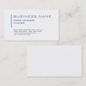 Blue & White Gray Charming Manager Business Card Visitenkarte (Vorne/Hinten)