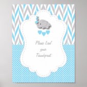 Blue, White Gray Elephant Baby Dusche 4 Poster (Vorne)