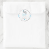 Blue, White Gray Elephant Baby Dusche Runder Aufkleber (Tasche)