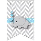 Blue, White Gray Elephant Baby Dusche Wimpelkette (Zweite Fahne)