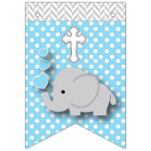 Blue, White Gray 🐘 Elephant Baby - Taufen Wimpelkette (Erste Fahne)
