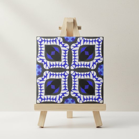 Blue White Gray Ethnic Boho African Tribal Muster Fliese