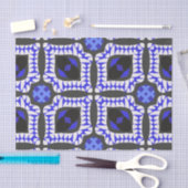 Blue White Gray Ethnic Boho African Tribal Muster Seidenpapier (Handwerk)