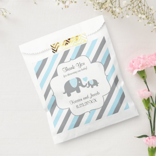 Blue, White Gray Stripe Elephant Vielen Dank Geschenktütchen (Versiegelt)