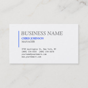Blue & White Gray Stylish Manager Business Card Visitenkarte