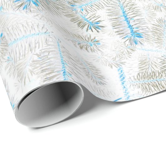 Blue White Gray Weihnachts-Weihnachtsbaum Print Wr Geschenkpapier (Rolleneckpunkt)
