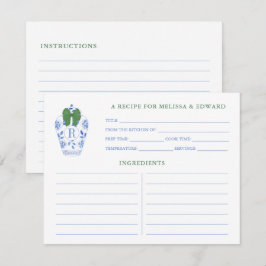 Blue White Green Ginger Jar Monogram Rezept Card Einladung