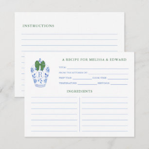 Blue White Green Ginger Jar Monogram Rezept Card Einladung
