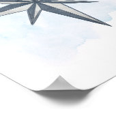 Blue White Grey Compass Rose Nautic Ocean Theme Poster (Ecke)