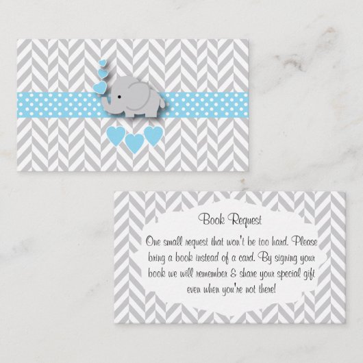 Blue White Grey Elephant Baby Shower Buy Request Begleitkarte (Vorne/Hinten)