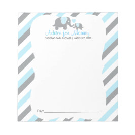 Blue, White Grey Stripe Elefant - Ratschläge Notizblock