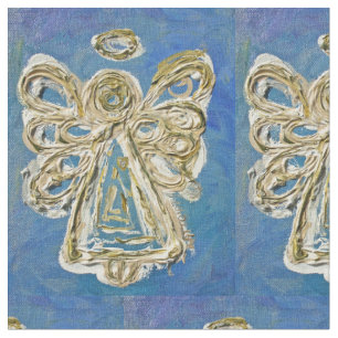 Blue White Guardian Angel Kunststoffe Stoff