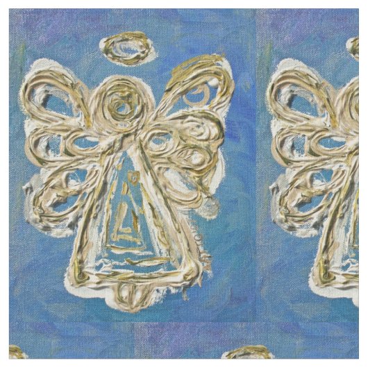 Blue White Guardian Angel Kunststoffe Stoff (Nahaufnahme)