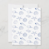 Blue White Hand Drawing Muscheln Beach Sommer Dankeskarte (Rückseite)