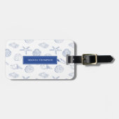 Blue White Hand Drawing Muscheln Beach Sommer Gepäckanhänger (Vorderseite horizontal)