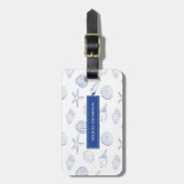 Blue White Hand Drawing Muscheln Beach Sommer Gepäckanhänger (Vorderseite vertikal)