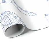 Blue White Hand Drawing Muscheln Beach Sommer Geschenkpapier (Rolleneckpunkt)