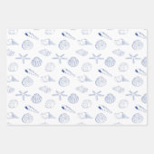 Blue White Hand Drawing Muscheln Beach Sommer Geschenkpapier Set (Vorderseite 2)