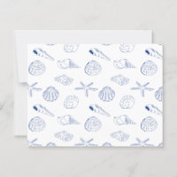 Blue White Hand Drawing Muscheln Beach Sommer