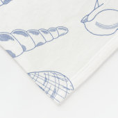 Blue White Hand Drawing Seashells Beach Summer Fleecedecke (Ecke)