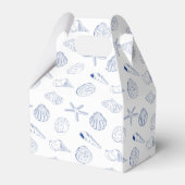 Blue White Hand Drawing Seashells Beach Summer Geschenkschachtel (Rückseite)