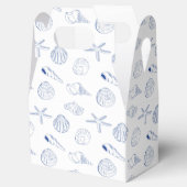 Blue White Hand Drawing Seashells Beach Summer Geschenkschachtel (Geöffnet)