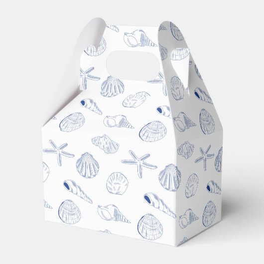 Blue White Hand Drawing Seashells Beach Summer Geschenkschachtel (Vorderseite)