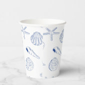 Blue White Hand Drawing Seashells Beach Summer Pappbecher (Rechts)