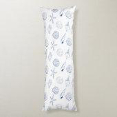 Blue White Hand Drawing Seashells Beach Summer Seitenschläferkissen (Rückseite (Vertikal))