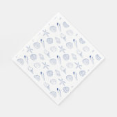 Blue White Hand Drawing Seashells Beach Summer Serviette (Ecke)