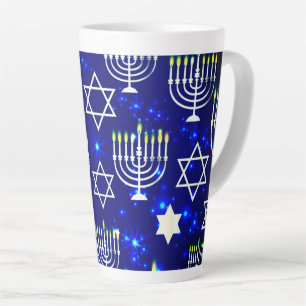 Blue & White Hanukkah Menorah Milchtasse