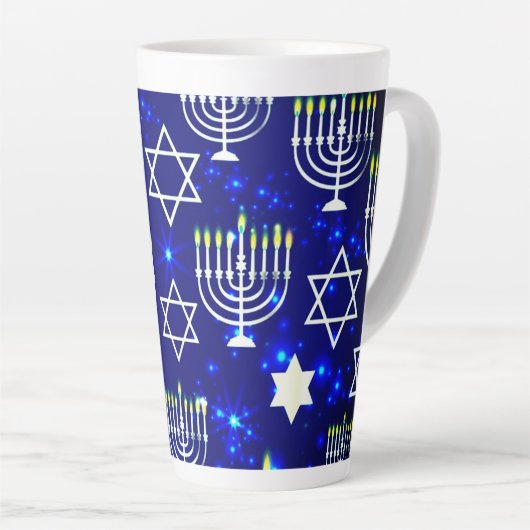 Blue & White Hanukkah Menorah Milchtasse (Rechte Ecke)