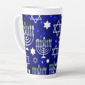 Blue & White Hanukkah Menorah Milchtasse (Linke Ecke)