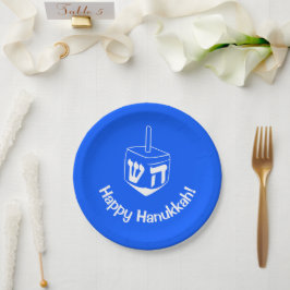 Blue White Hanukkka Dreidel Holidays Pappteller