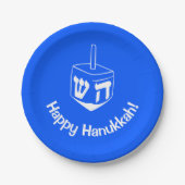 Blue White Hanukkka Dreidel Holidays Pappteller (Vorderseite)
